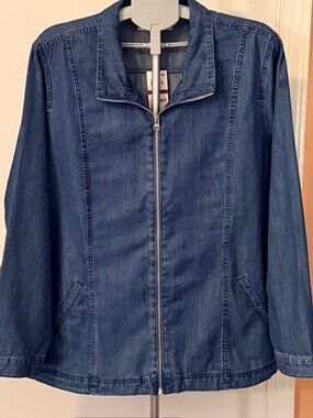 NWT Karen Scott Denim Zip-Front Jacket - XXL